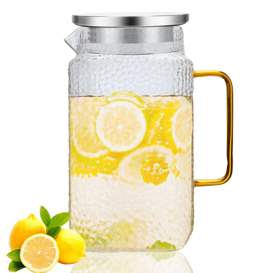 Glass Pitcher, 68oz Water Pitcher with Lid and Spout