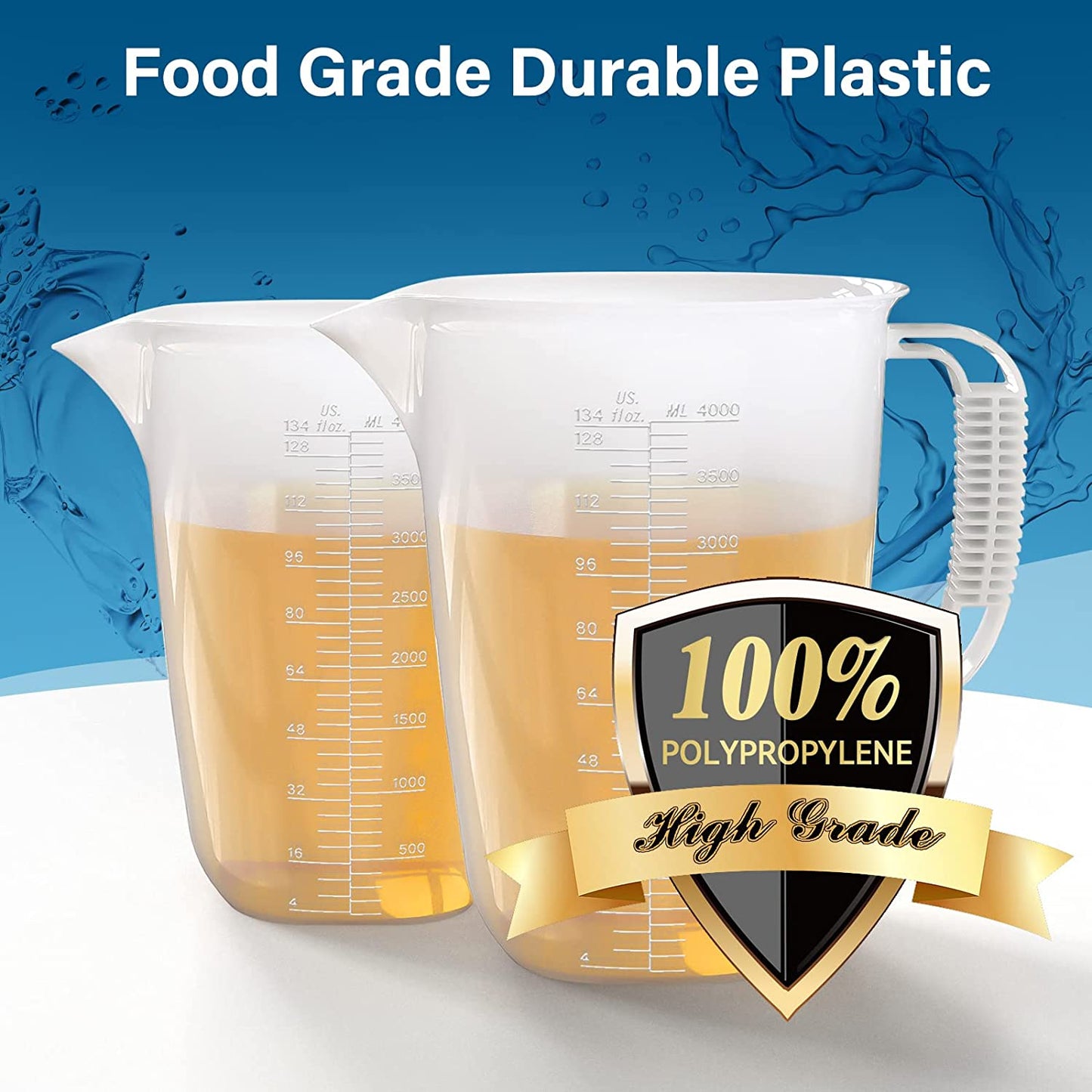 134oz Plastic Measuring Pitcher, Large Measuring Cup with Spout and Handle